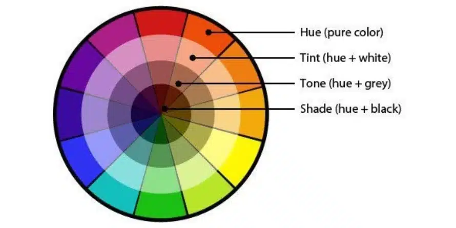 Shade, hue, tone and tint 