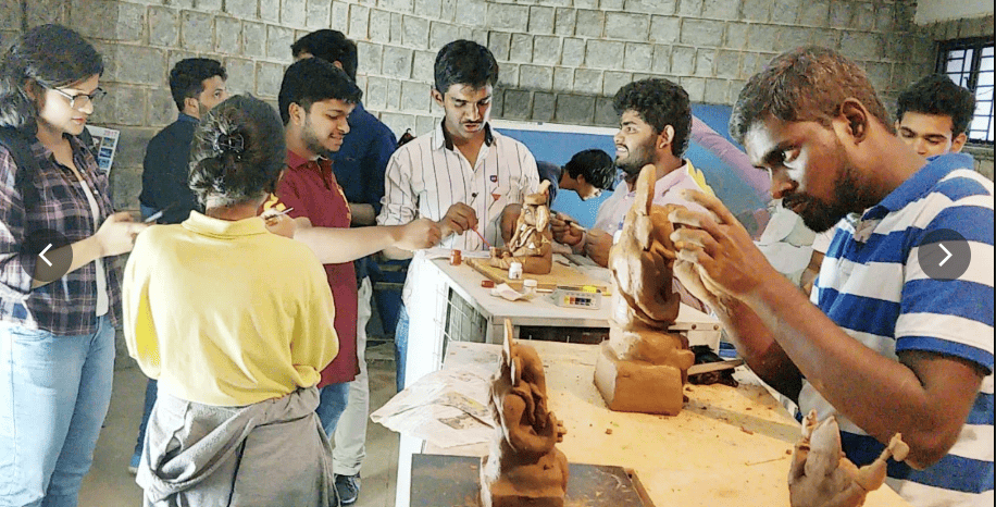 Students doing Clay Modelling at Animaster Design College, Bangalore