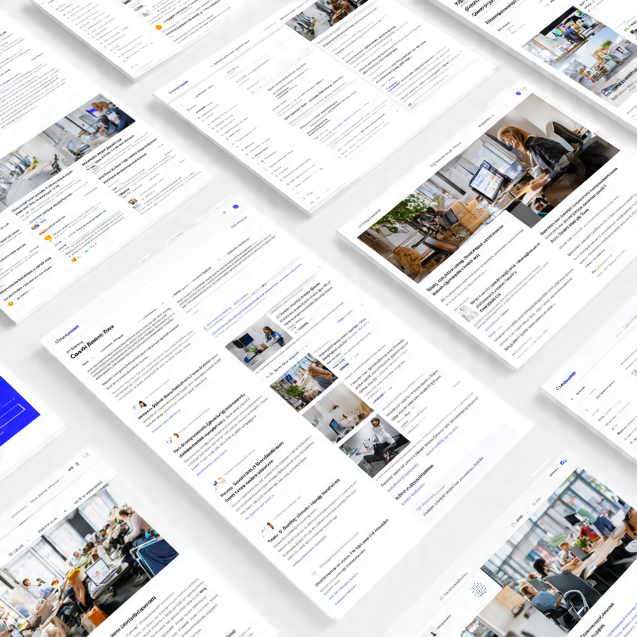 Corporate insights blog UI, clean structured reading layout, corporate - User experience and Design