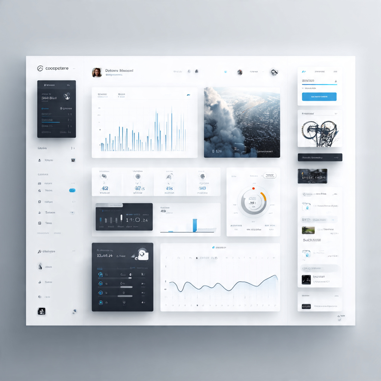 Corporate meeting dashboard UI, subtle blue/white, corporate - UI and UX Design Course in Bangalore