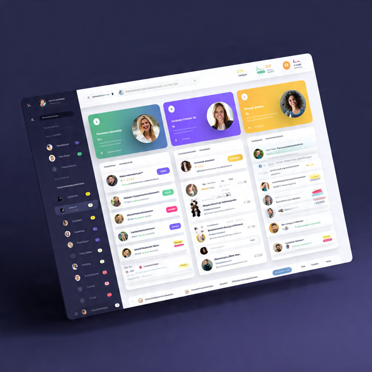 Youthful CRM UI, color-coded leads, rounded visuals, youthful - UI/UX Design Courses in Bangalore
